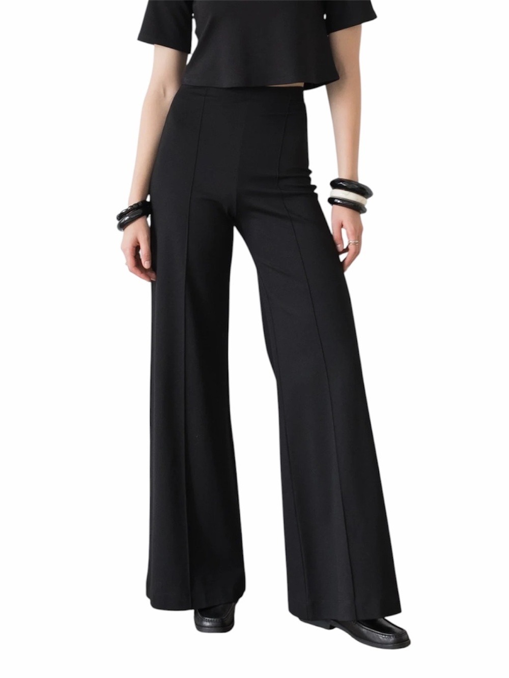 Ripley Rader Black Ponte Knit Long Wide Leg Pant Size 3 Medium